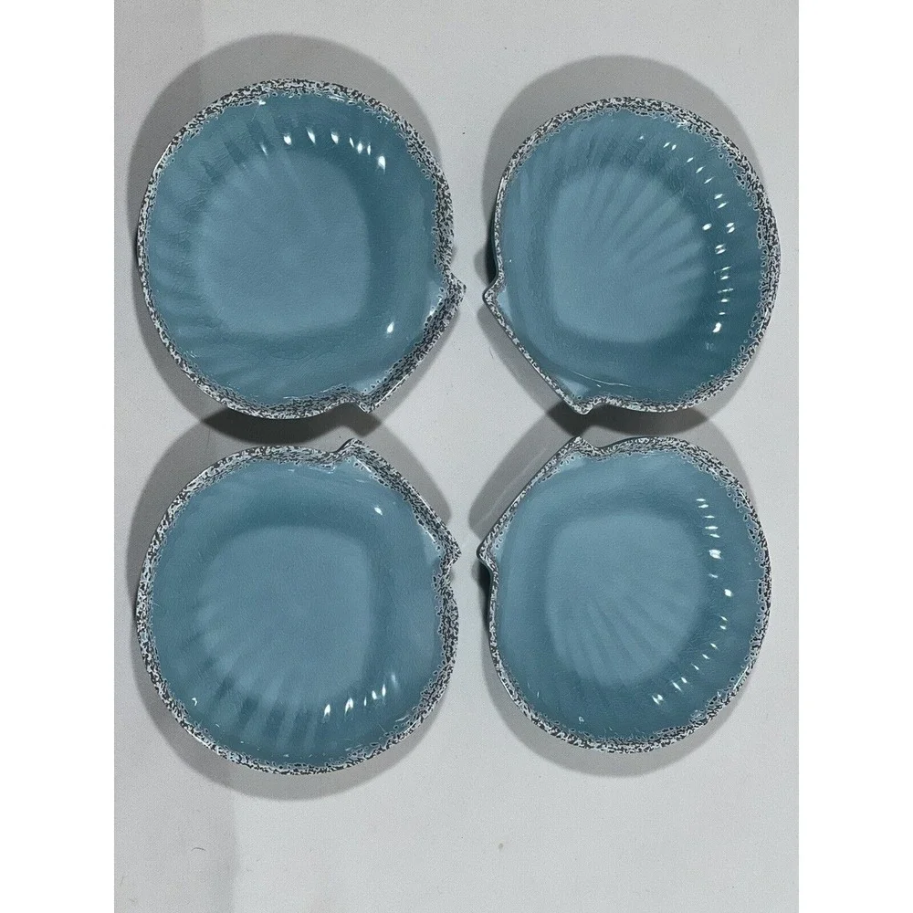 Tag Living Acrylic Seashell Plates Set‎ 4 Coastal Beach Dessert Appetizer Decor